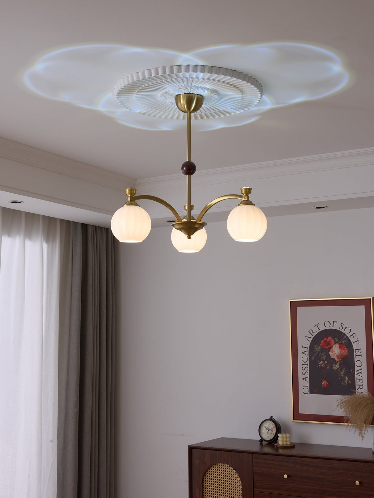 Dovios Lustre Verre Bois Vintage Élégance