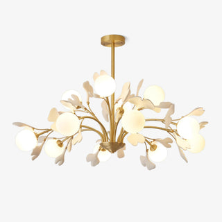 Lustra Lustre Feuille de Ginkgo Laiton Verre-Luire