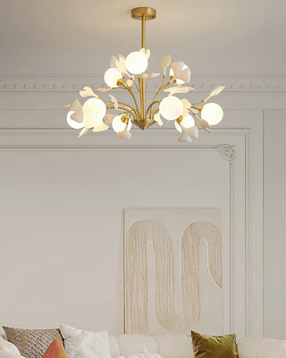 Lustra Lustre Feuille de Ginkgo Laiton Verre-Luire