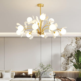 Lustra Lustre Feuille de Ginkgo Laiton Verre-Luire