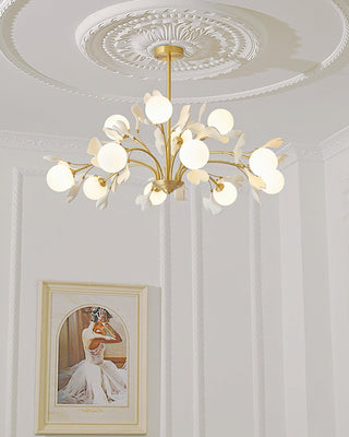 Lustra Lustre Feuille de Ginkgo Laiton Verre-Luire