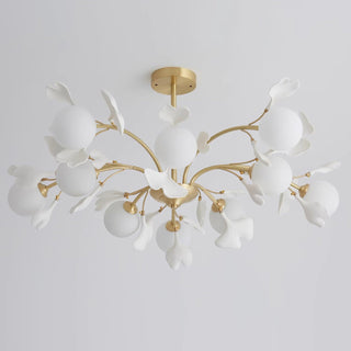 Lustra Lustre Feuille de Ginkgo Laiton Verre-Luire