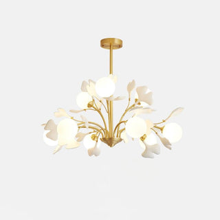 Lustra Lustre Feuille de Ginkgo Laiton Verre-Luire