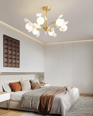 Lustra Lustre Feuille de Ginkgo Laiton Verre-Luire
