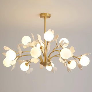 Lustra Lustre Feuille de Ginkgo Laiton Verre-Luire