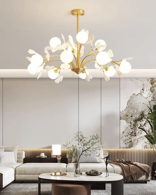 Lustra Lustre Feuille de Ginkgo Laiton Verre-Luire