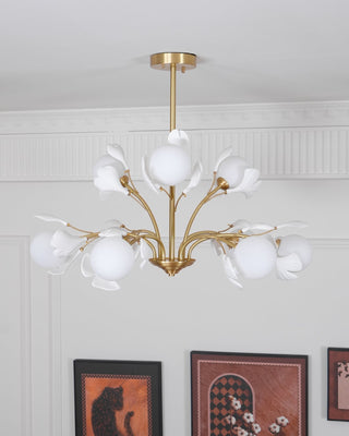 Lustra Lustre Feuille de Ginkgo Laiton Verre-Luire