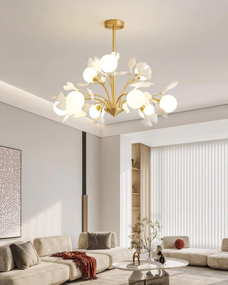 Lustra Lustre Feuille de Ginkgo Laiton Verre-Luire