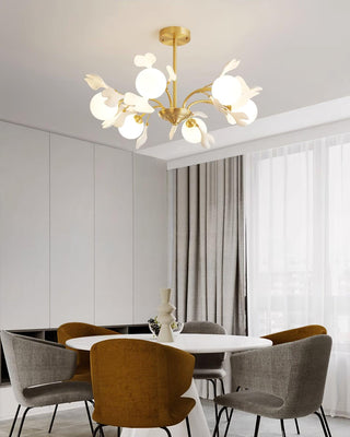 Lustra Lustre Feuille de Ginkgo Laiton Verre-Luire