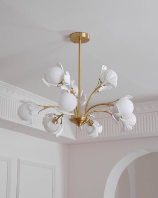Lustra Lustre Feuille de Ginkgo Laiton Verre-Luire