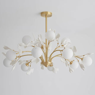 Lustra Lustre Feuille de Ginkgo Laiton Verre-Luire