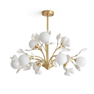 Lustra Lustre Feuille de Ginkgo Laiton Verre-Luire