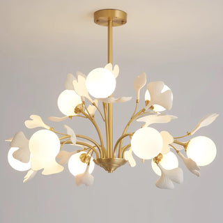 Lustra Lustre Feuille de Ginkgo Laiton Verre-Luire