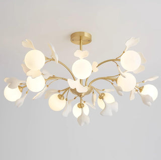 Lustra Lustre Feuille de Ginkgo Laiton Verre-Luire