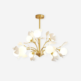 Lustra Lustre Feuille de Ginkgo Laiton Verre-Luire