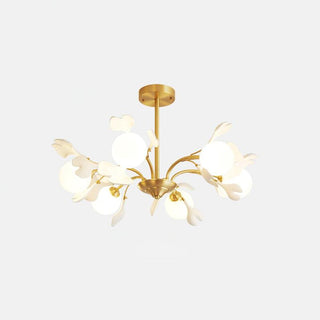 Lustra Lustre Feuille de Ginkgo Laiton Verre-Luire