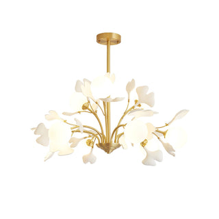 Lustra Lustre Feuille de Ginkgo Laiton Verre-Luire