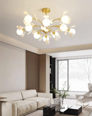 Lustra Lustre Feuille de Ginkgo Laiton Verre-Luire