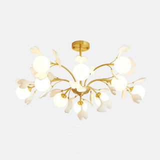 Lustra Lustre Feuille de Ginkgo Laiton Verre-Luire