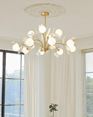 Lustra Lustre Feuille de Ginkgo Laiton Verre-Luire