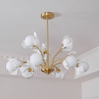 Lustra Lustre Feuille de Ginkgo Laiton Verre-Luire