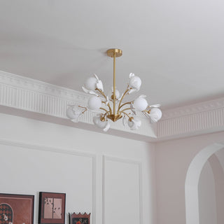 Lustra Lustre Feuille de Ginkgo Laiton Verre-Luire