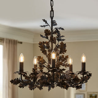 Thicket Oak Leaf Chandelier-Neutral Decor