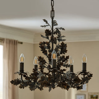 Thicket Oak Leaf Chandelier-Neutral Decor