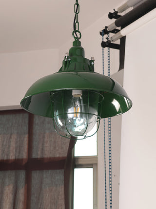 Vemiryra Ancien Industriel Vert Métal Lumière Pendentif