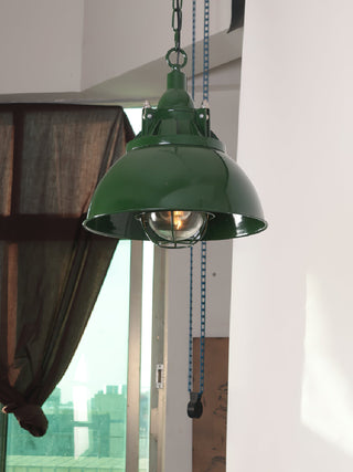Vemiryra Ancien Industriel Vert Métal Lumière Pendentif