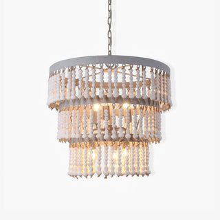 Lustra Lustre Bois Empilé Perles