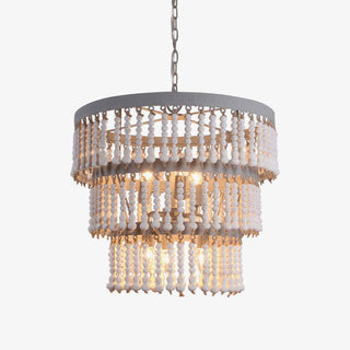 Lustra Lustre Bois Empilé Perles