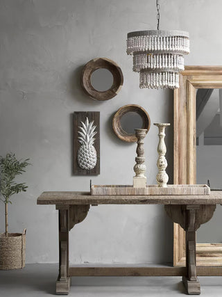 Lustra Lustre Bois Empilé Perles