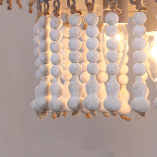 Lustra Lustre Bois Empilé Perles