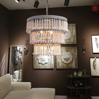 Lustra Lustre Bois Empilé Perles