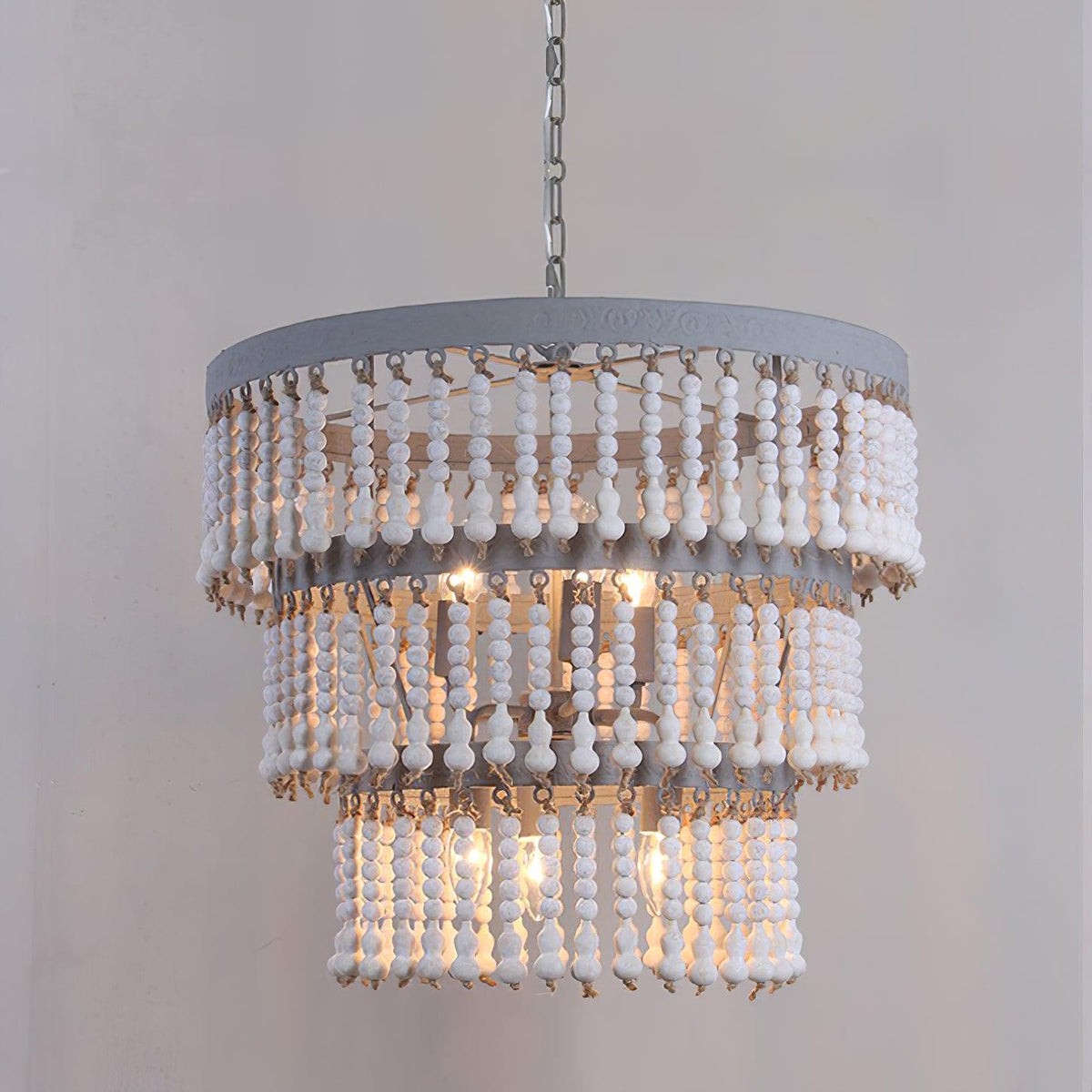 Delilia Lustre Bois Empilé Perles