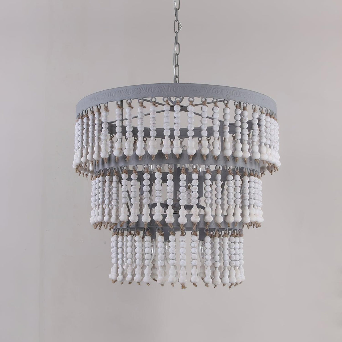 Delilia Lustre Bois Empilé Perles