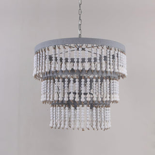 Lustra Lustre Bois Empilé Perles