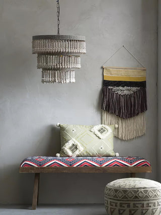 Lustra Lustre Bois Empilé Perles