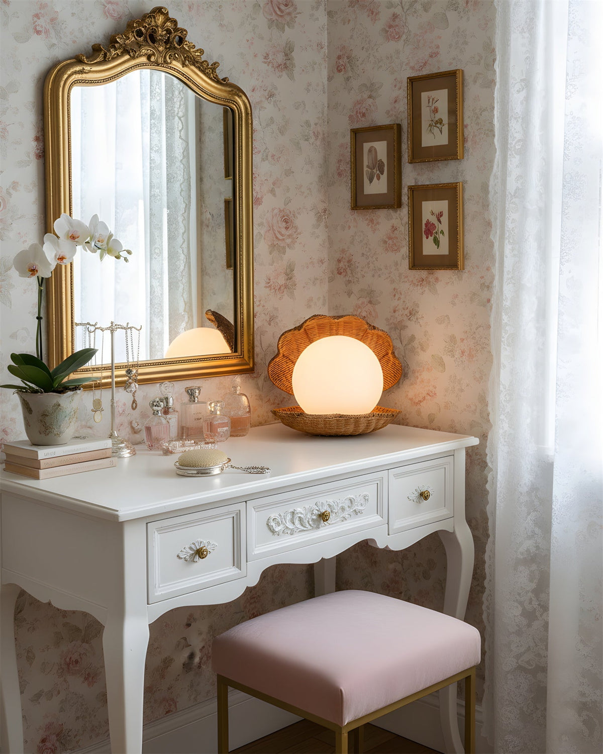 Rivuella Lampe de Table en Coquillage