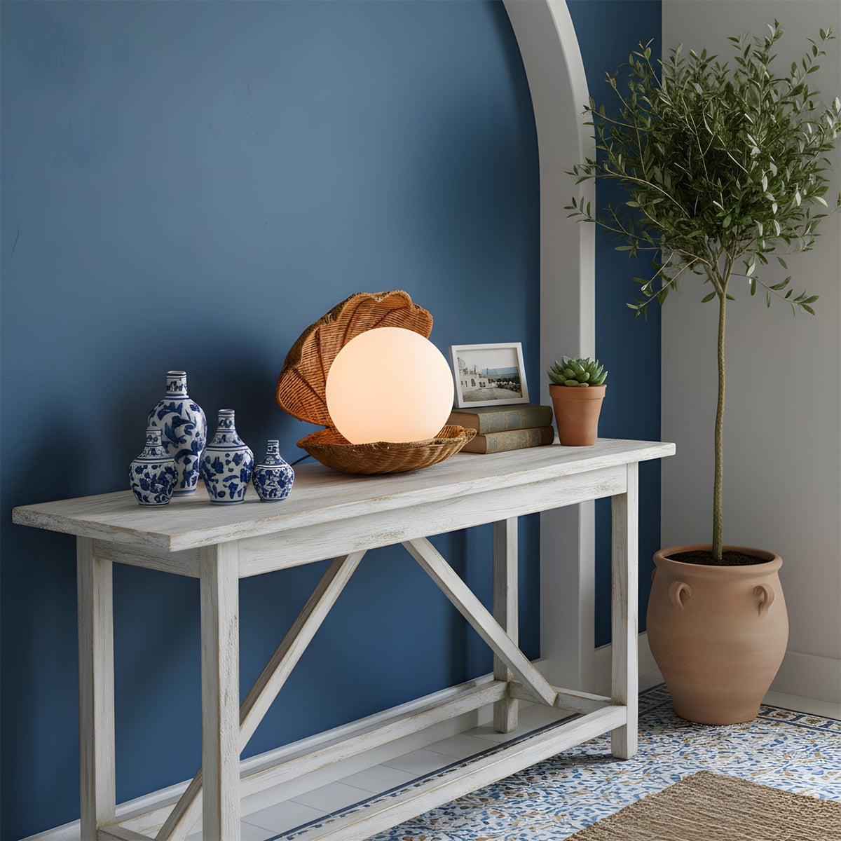 Rivuella Lampe de Table en Coquillage