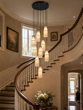 Tiered Alabaster Cluster Chandelier-Neutral Decor