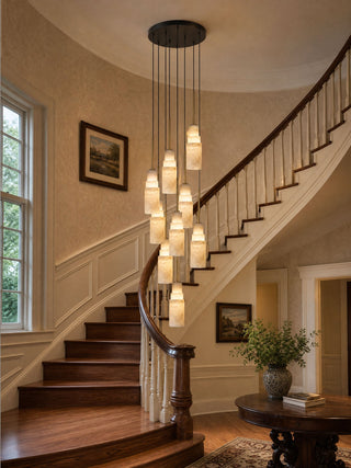Tiered Alabaster Cluster Chandelier-Neutral Decor