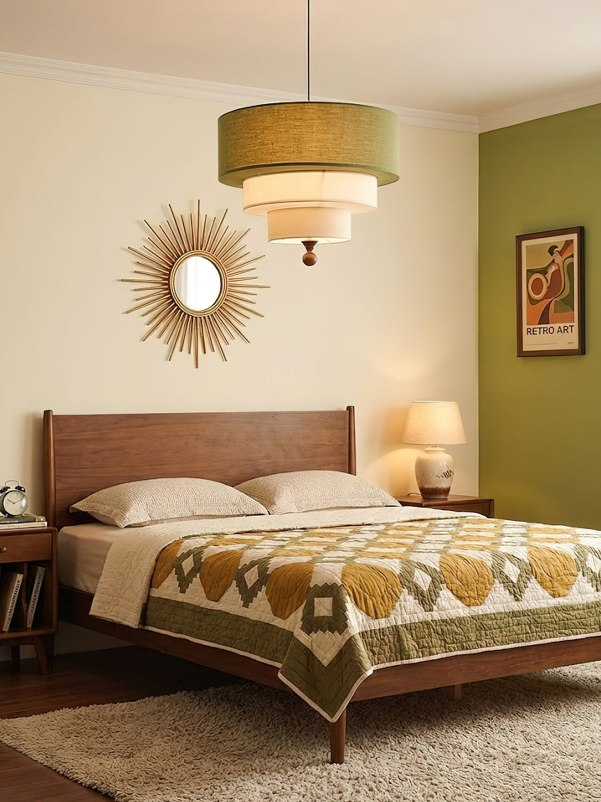 Tiered Fabric Pendant Light-Neutral Decor