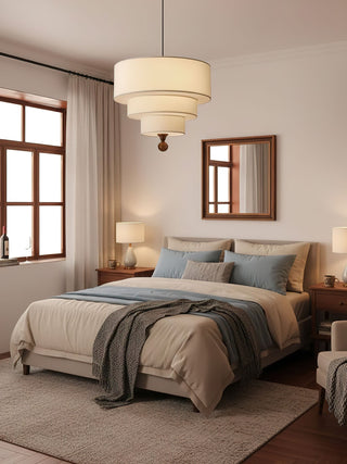 Tiered Fabric Pendant Light-Neutral Decor