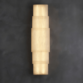Tiered Alabaster Column Sconce-Neutral Decor