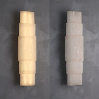 Tiered Alabaster Column Sconce-Neutral Decor