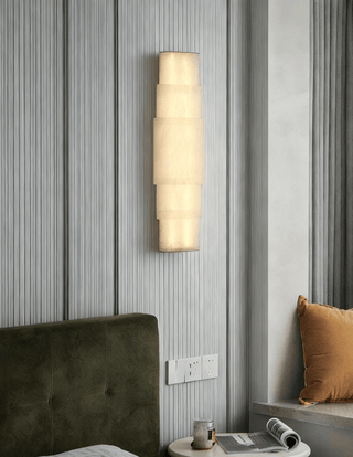 Tiered Alabaster Column Sconce-Neutral Decor