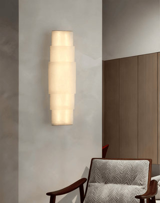 Tiered Alabaster Column Sconce-Neutral Decor