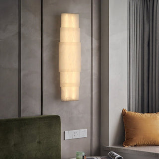 Tiered Alabaster Column Sconce-Neutral Decor